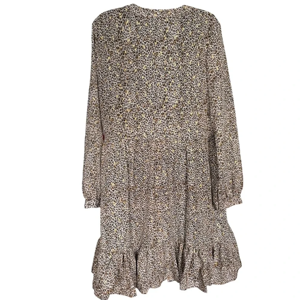 Vince Camuto Off the‎ Grid Leopard Print Mini Dress Sz M Chiffon Maximalism